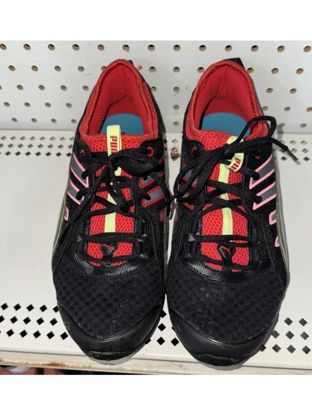 PUMA Voltaic 4 Fade Mens Athletic Running Shoes Size 9 Black Red Neon Green